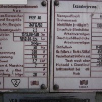 Einständerexzenterpresse WMW BLECHBEARBEITUNG AUE PEEV 40