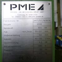 Eccentric Press - Single Column PME Pressen- u. Maschinenbau Erfurt PE 80 C